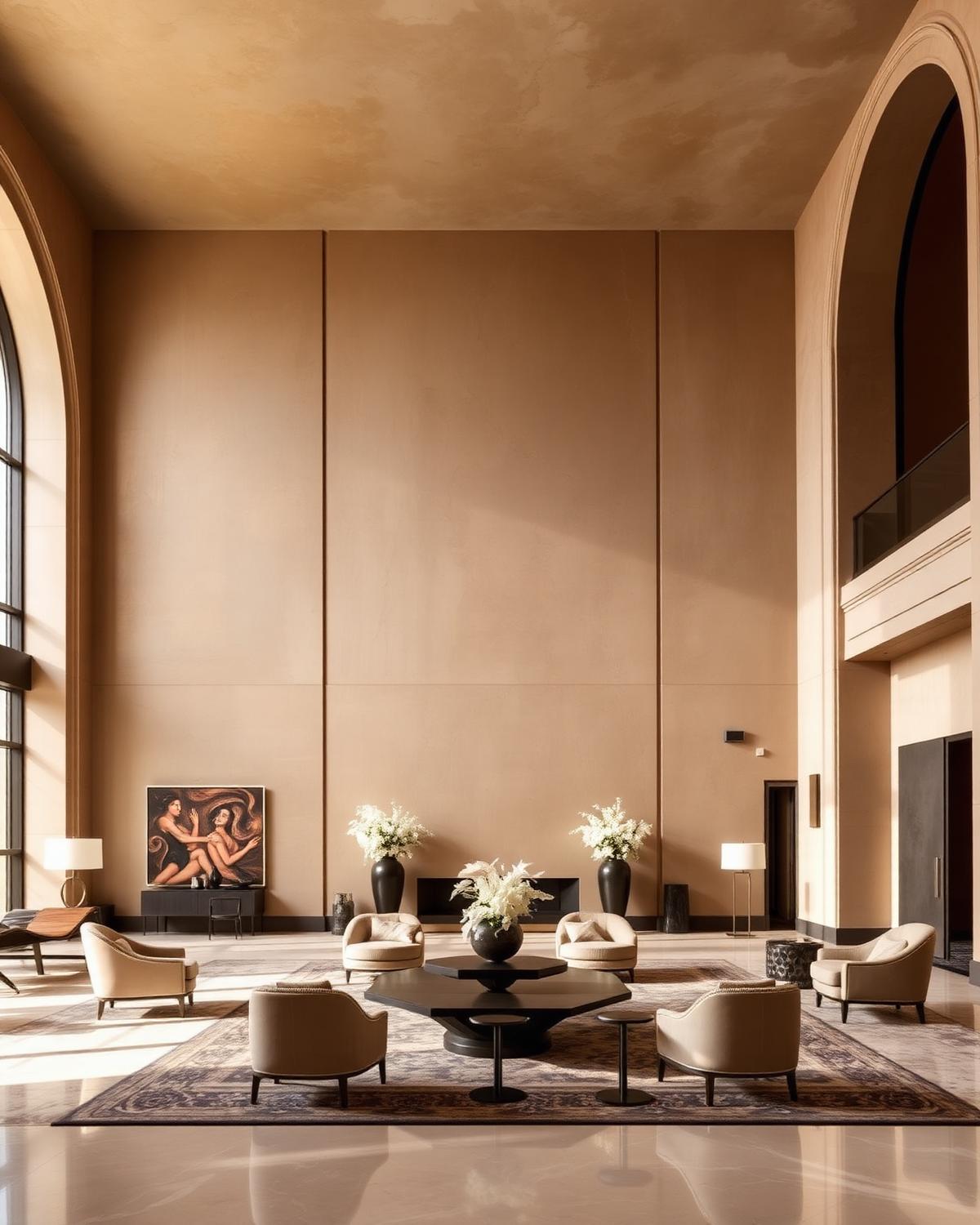 Grand lobby with hand-applied Venetian plaster